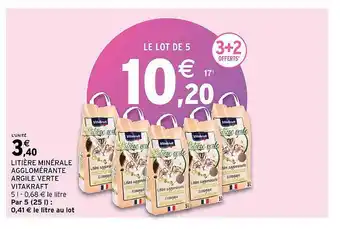 Intermarché Litière minérale agglomérante argile verte vitakraft offre