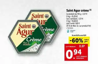 Lidl Saint agur crème offre