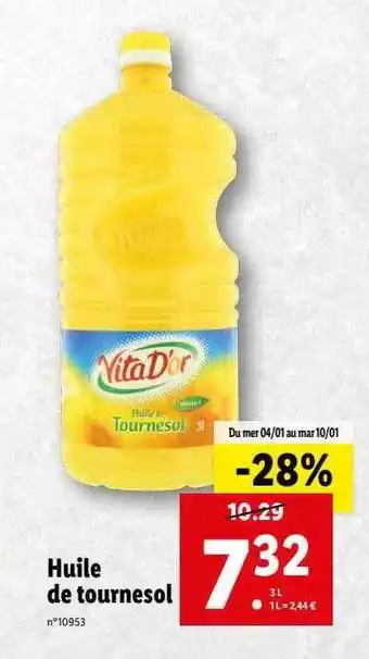 Lidl Huile de tournesol vita d'or offre