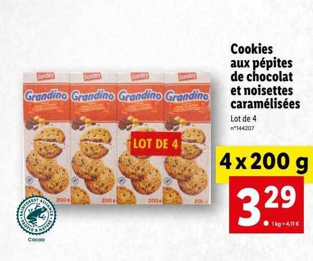 Promo Cookies aux pépites de chocolat et noisettes caramélisées