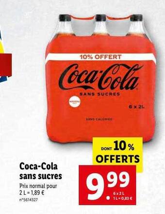 Lidl Coca-cola sans sucres offre