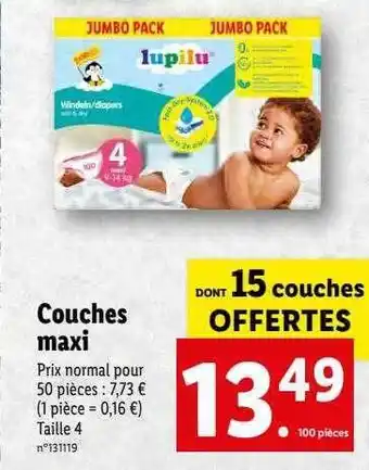 Lidl Couches maxi lupilu offre