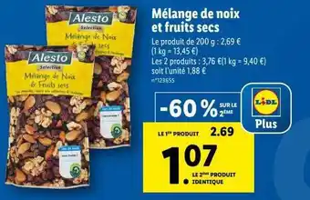 Lidl Mélange de noix et fruits secs alesto offre