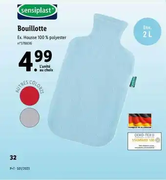 Lidl Bouillotte sensiplast offre