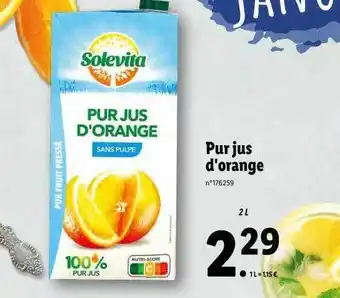 Lidl Pur jus d'orange solevita offre