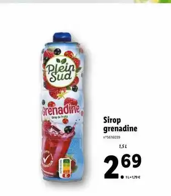 Lidl Sirop grenadine plein sud offre