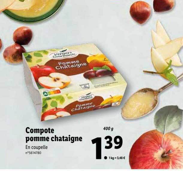Promo Compote pomme châtaigne vergers gourmands chez Lidl