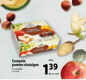 Lidl Compote pomme châtaigne vergers gourmands offre