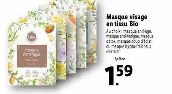 Lidl Masque visage en tissu bio offre