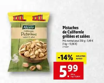 Lidl Pistaches de californie grillées et salées alesto offre