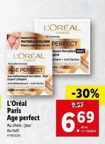 Lidl L'oréal paris âge perfect offre