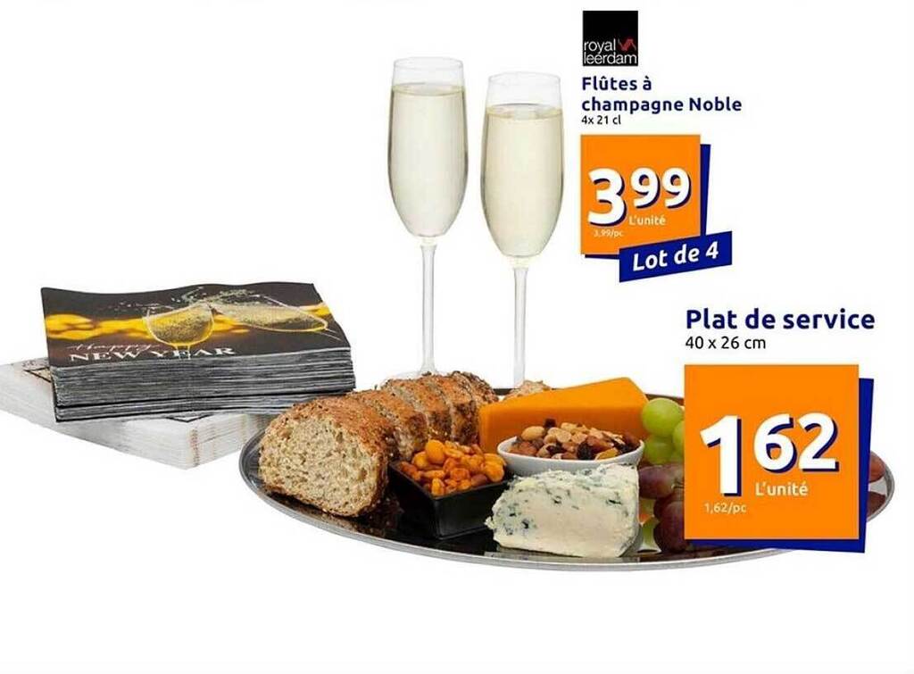Promo Flûtes à champagne noble, plat d service chez Action