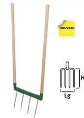 Truffaut Leborgne - biogrif grelinette 4 dents assemblée manche bois offre