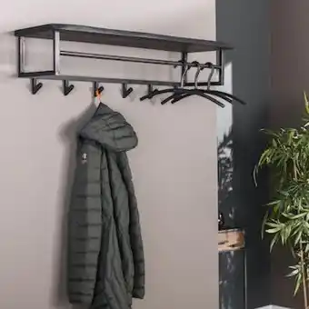 Pier Import Portemanteau mural noir 6 crochets 1 étagère bois melbourne offre