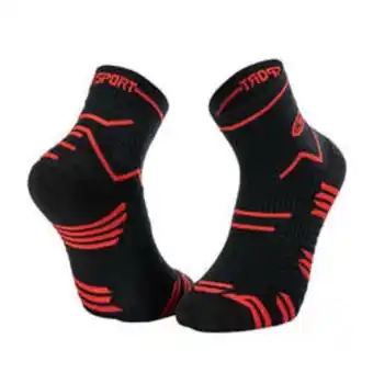 Decathlon Chaussettes trail ultra noir-rouge offre