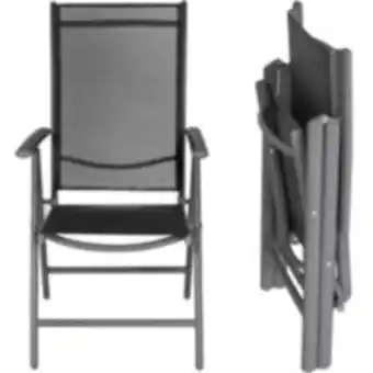 E.Leclerc Brico Tectake lot de 4 chaises de jardin pliantes en aluminium - noir/anthracite offre