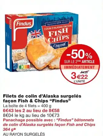 Monoprix Filets decolin d'Alaska surgelés offre