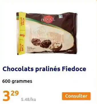 Action Chocolats pralinés fiedoce offre