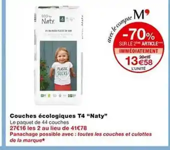 Monoprix Couches écologiques t4 offre