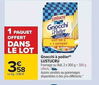 Carrefour Gnocchi à poêler lustucru offre