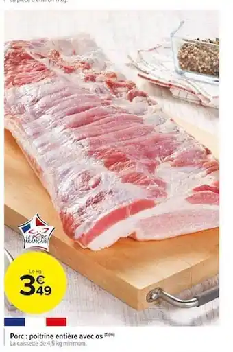 Porc : poitrine entière avec os