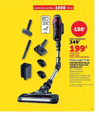 Hyper U Aspirateur balai xforce flex 8.60 animal kit offre
