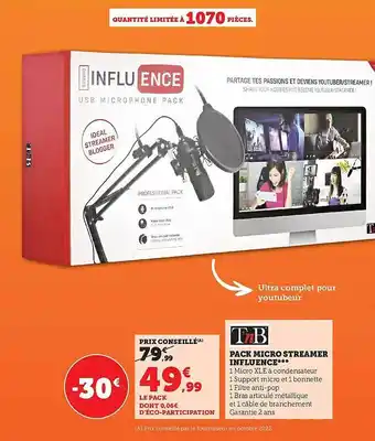 Super U Pack micro streamer influence tnb offre