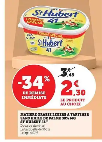 U Express Matière grasse légère à tartiner sans huile de palme 38% mg st hubert 41 offre