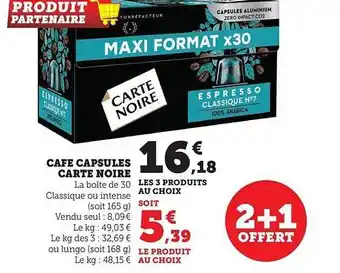 U Express Café capsules carte noire offre