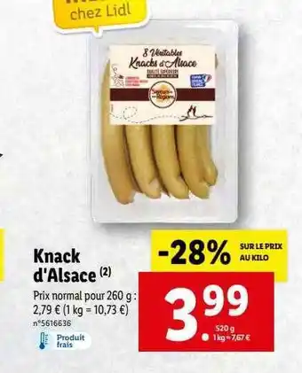 Lidl Knack d'alsace offre