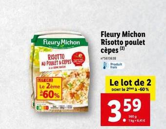 Lidl Fleury michon risotto poulet cèpes offre
