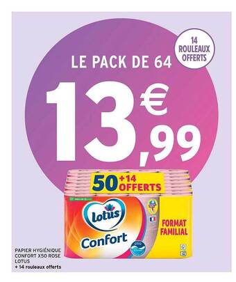 Papier hygiénique confort x50 rose lotus