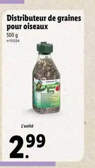 Lidl Distributeur de graines pour oiseaux offre