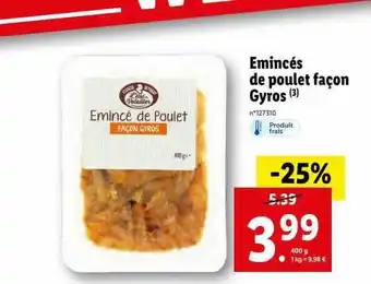 Lidl Émincés de poulet façon gyros offre