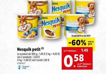 Lidl Nesquik petit nestlé offre