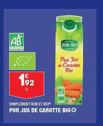 ALDI Pur jus de carotte bio simplement bon et bio offre