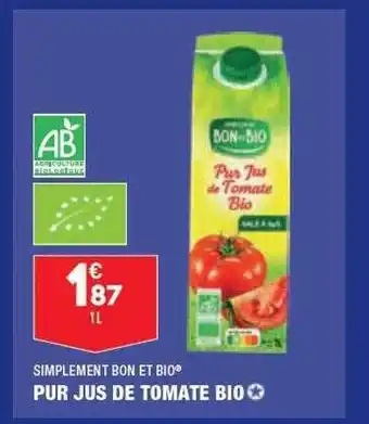 ALDI Pur jus de tomate bio simplement bon et bio offre