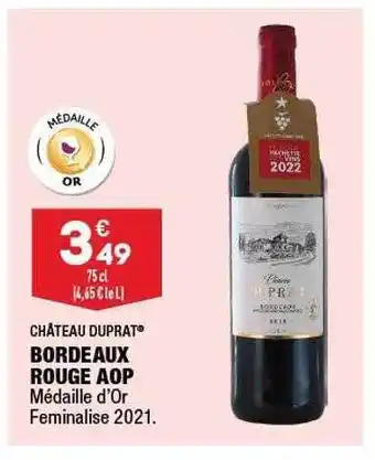 ALDI Bordeaux rouge aop château duprat offre