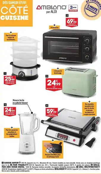 ALDI Cuiseur vapeur, four posable, grille pain avec écran digital, grille multifonction, blender offre
