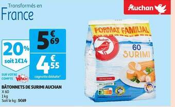 Auchan Bâtonnets de surimi auchan offre