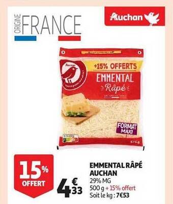 Auchan Emmental râpé auchan offre