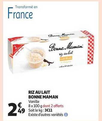 Auchan Riz au lait bonne maman offre