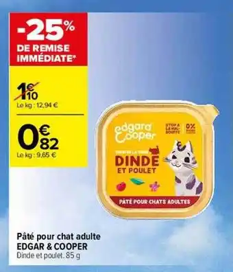 Carrefour Contact Pâté pour chat adulte edgar & cooper offre