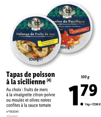 Lidl Tapas De Poisson à La Sicilienne offre
