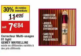 Cora x Carrefour Correcteur multi-usages 01 light gemey maybelline offre