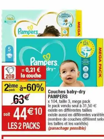 Cora x Carrefour Couches baby-dry pampers offre