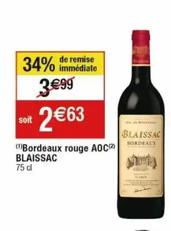 Cora x Carrefour Bordeaux rouge aoc blaissac offre