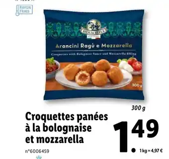 Lidl Croquettes Panées à La Bolognaise Et Mozzarella offre