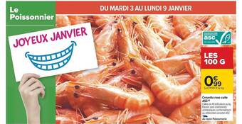 Carrefour Crevette rose cuite asc offre
