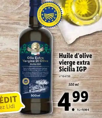 Lidl Huile d'Olive Vierge Extra Sicilia Igp offre